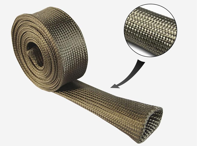 Ummickl Store Heat Shield Sleeve Fuel Line Heat Shield Auto Hose Spark Plug Wire Cover Protectors Boots Roll 2500 Degree for Car&Auto Wire Loom Brake Cable (1" IDX10', Titanium) - Image 5